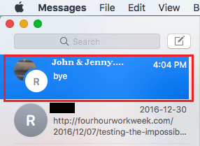 Group Chat On Messages Screen of Mac 