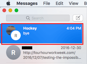 Renamed Group Chat On Messages Screen of Mac 