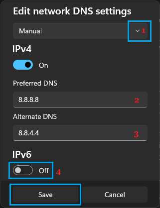 Change DNS Network Settings on Windows PC