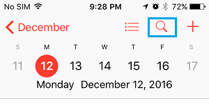 Search Option in iPhone Calendar App