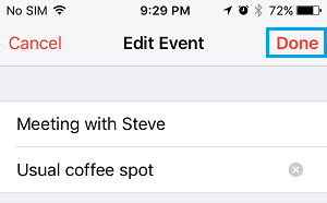 Save Changes to Event on iPhone