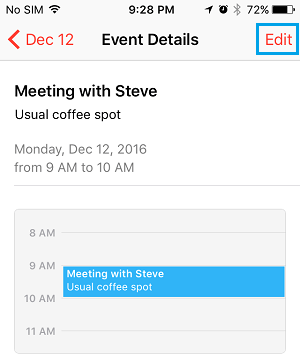 Edit Event in iPhone Calendar App