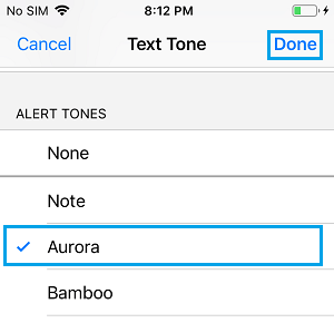 Seleccionar el tono de alerta de texto para el contacto en el iPhone