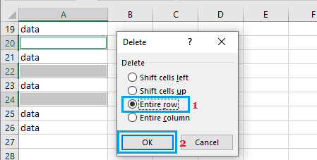 Delete Entire Row in Excel