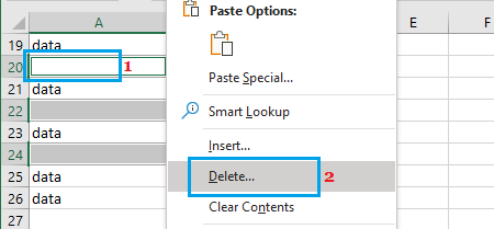 Delete Blank Data Rows in Excel