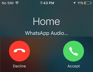 Accept or Decline WhatsApp Call on iPhone