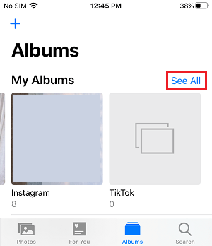 See All Albums Option on iPhone Photos App