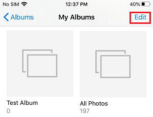 Edit Albums Option on iPhone