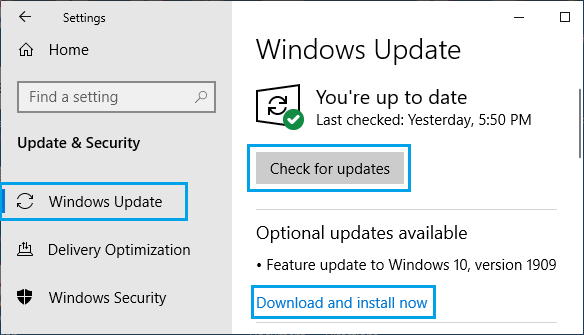 Comprobación de las actualizaciones de Windows