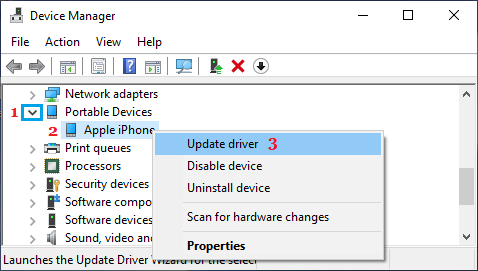 Update Apple iPhone Device Driver on Windows PC