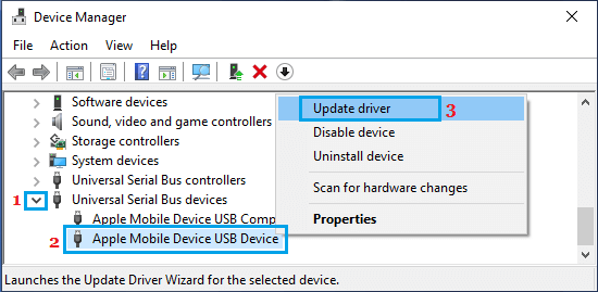Update Apple Mobile USB Device Driver on Windows PC
