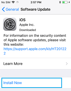 Instalar la actualización del software en el iPhone