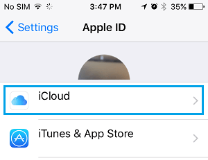 opción de ajustes de iCloud en el iPhone