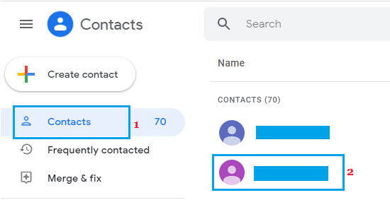 Select Contact to Edit in Gmail