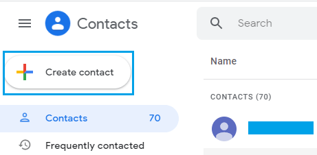 Create New Gmail Contact