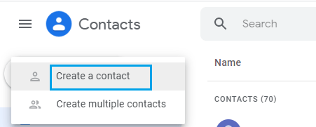 Create Single Gmail Contact 