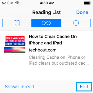 Edit Safari Reading List on iPhone