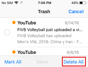 Delete All Emails From Trash on iPhone