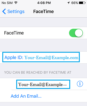 Apple ID and FaceTime Email Address On iPhone