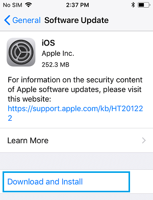  Descargar e instalar la actualización del software en el iPhone