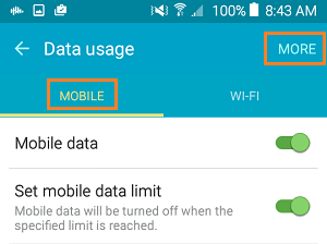 More Option On Android Data Usage Screen