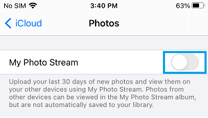 Disable Photo Stream on iPhone
