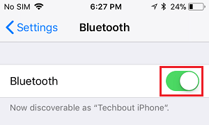 Switch ON Bluetooth on iPhone