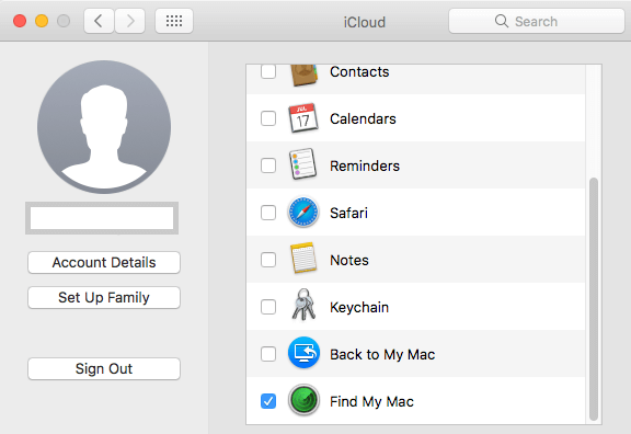 Enable Find My Mac Option in iCloud on Mac