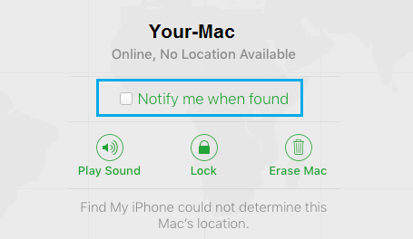 Notify Me When Found and Other Find My Mac Options