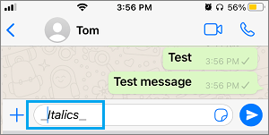 Write Text in Italics on WhatsApp