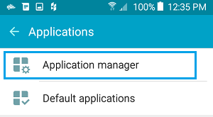 Applications Manager Tab on Android Phone