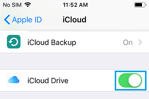 Enable iCloud Drive on iPhone