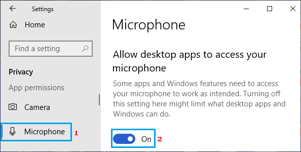 Allow Desktop Apps to Access Microphone
