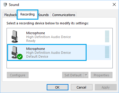 Microphone on Recording Devices Tab