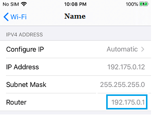 Router IP Address on iPhone