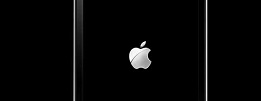 Logotipo de Apple blanco en pantalla negra
