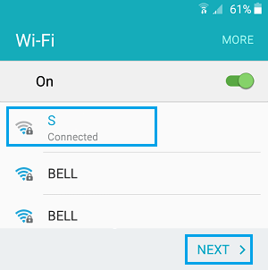 Select WiFi Network Android Phone