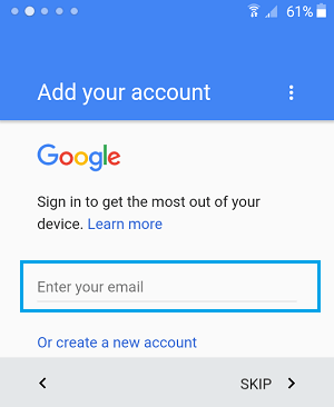 Sign in to Google Account on Android