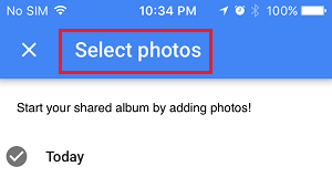 Select Photos Prompt in Google Photos
