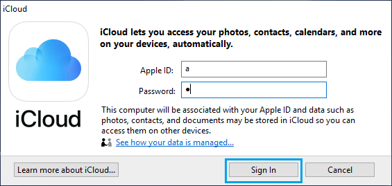 Sign-in to iCloud For PC