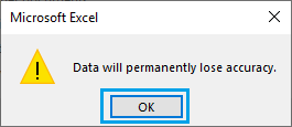 Rounding Precision Warning Pop-up