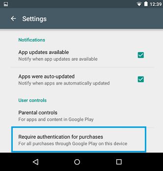 Require Authentication For Purchases Setting