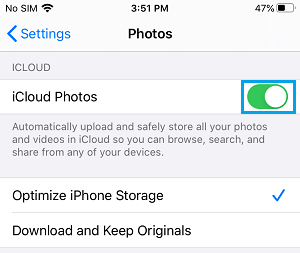 Enable iCloud Photos on iPhone