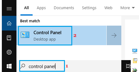 Open Control Panel Using Search on Windows Computer