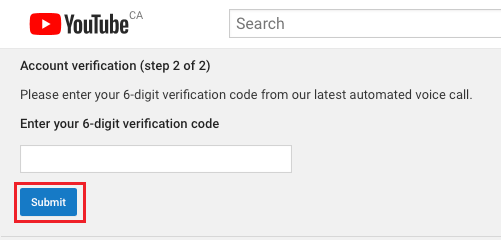 Submit YouTube Verification Code