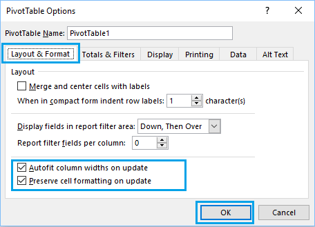 Preserve cell Formatting in PivotTable on Update