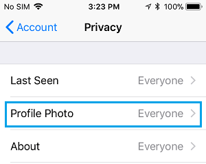 Profile Photo Option in WhatsApp Privacy Screen