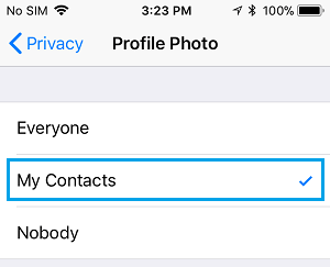 Allow WhatsApp Profile Photo to be seen by My Contacts