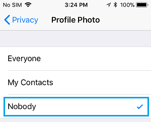 Allow Nobody to WhatsApp Profile Photo 