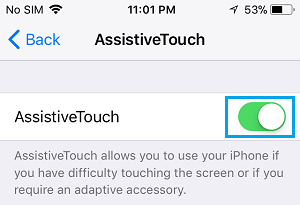 Enable AssistiveTouch Option on iPhone